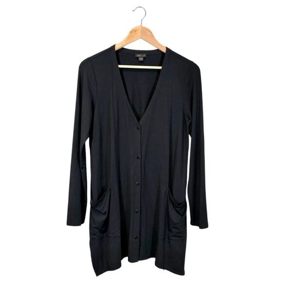 J. Jill Wearever Rayon Cardigan V-Neck Medium Black Pockets Lagenlook - Picture 5 of 7